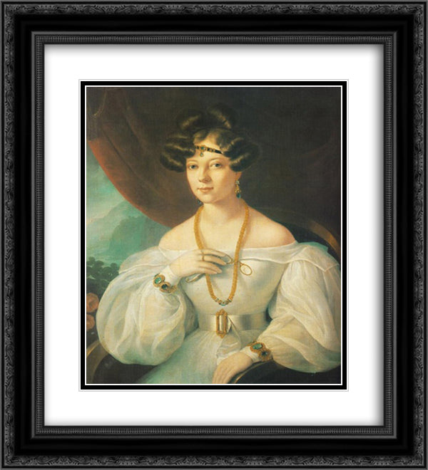 Portrait of a Woman 20x22 Black Ornate Wood Framed Art Print Poster with Double Matting by Barabas, Miklos