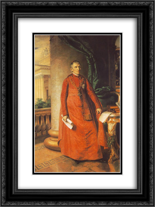 Portrait of Janos Laszlo Pyrker, Bishop of Eger 18x24 Black Ornate Wood Framed Art Print Poster with Double Matting by Barabas, Miklos