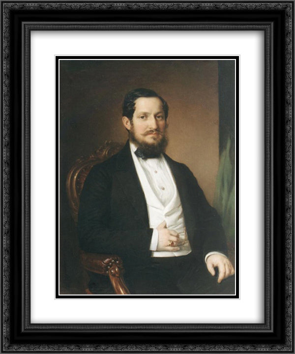 Portrait of Janos Matta 20x24 Black Ornate Wood Framed Art Print Poster with Double Matting by Barabas, Miklos