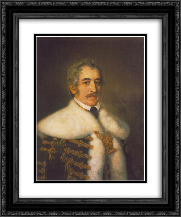 Portrait of Jozsef Teleki 20x24 Black Ornate Wood Framed Art Print Poster with Double Matting by Barabas, Miklos