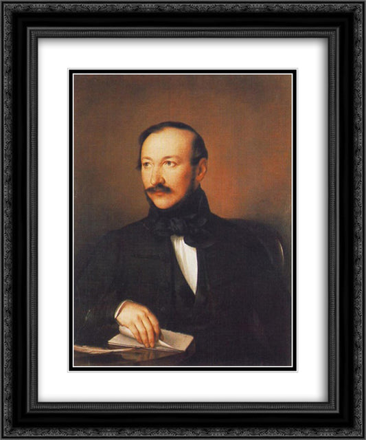 Portrait of Poet Mihaly Vorosmarty 20x24 Black Ornate Wood Framed Art Print Poster with Double Matting by Barabas, Miklos