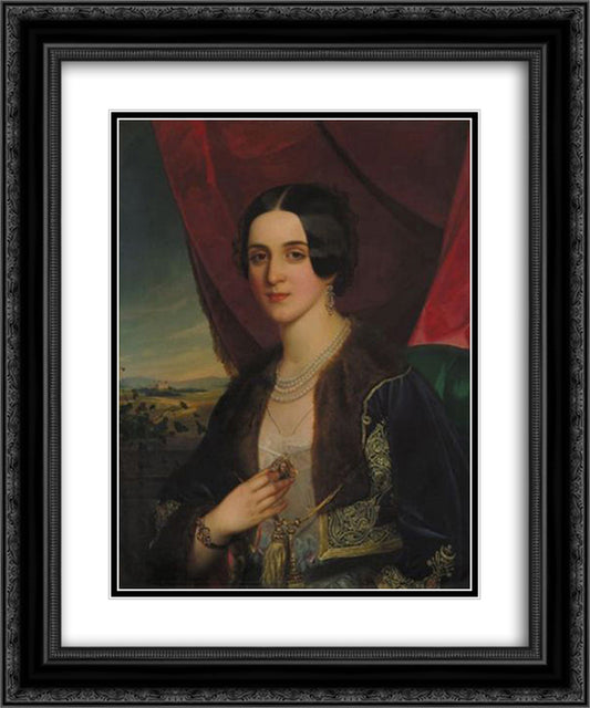 Portrait of Savka Obrenovic 20x24 Black Ornate Wood Framed Art Print Poster with Double Matting by Barabas, Miklos