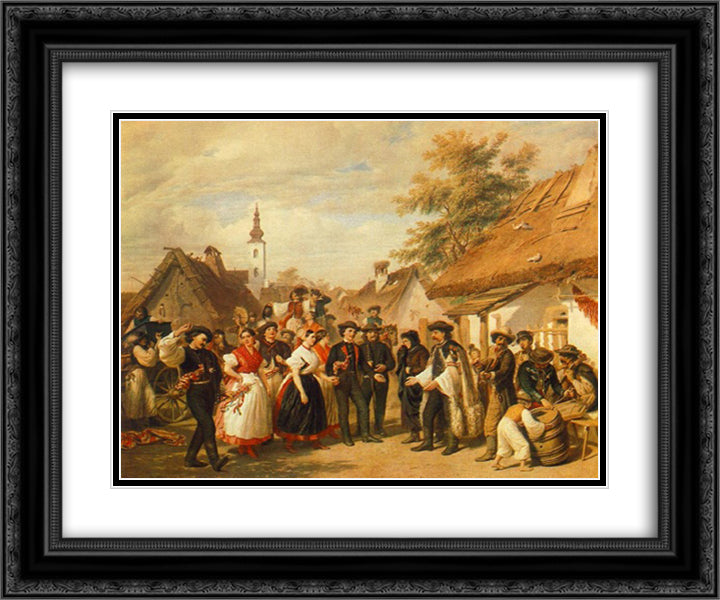 The Arrival of the Daughter-in-law 24x20 Black Ornate Wood Framed Art Print Poster with Double Matting by Barabas, Miklos