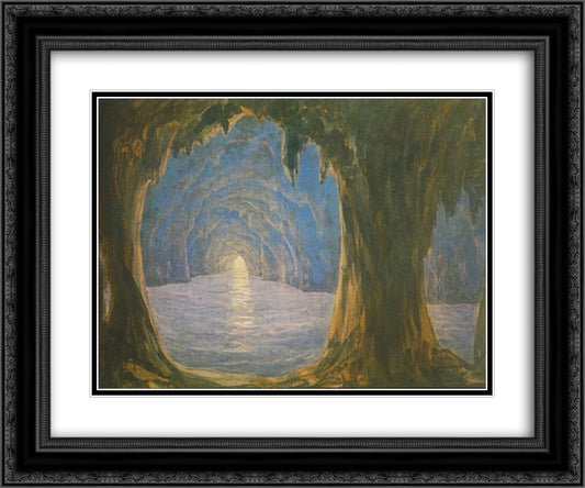 The Blue Grotto 24x20 Black Ornate Wood Framed Art Print Poster with Double Matting by Barabas, Miklos