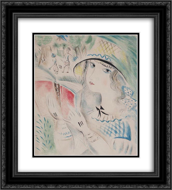 A la Plage 20x22 Black Ornate Wood Framed Art Print Poster with Double Matting by Possoz, Mily