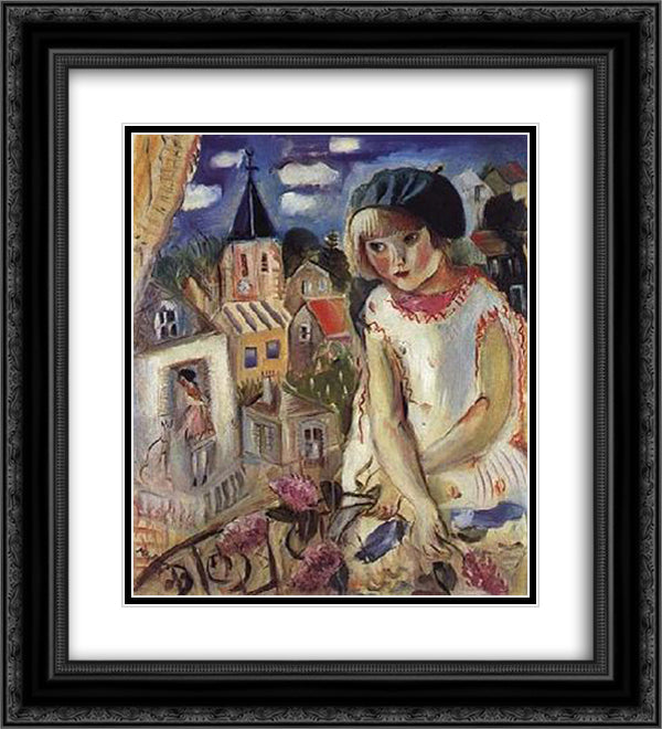 A Menina da Boina Verde 20x22 Black Ornate Wood Framed Art Print Poster with Double Matting by Possoz, Mily