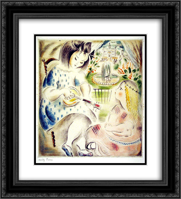 A Renaissance Dream 20x22 Black Ornate Wood Framed Art Print Poster with Double Matting by Possoz, Mily