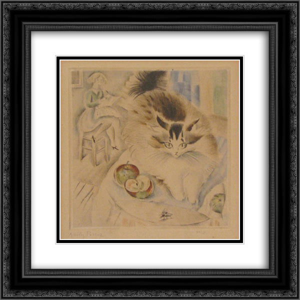 Cat 20x20 Black Ornate Wood Framed Art Print Poster with Double Matting by Possoz, Mily
