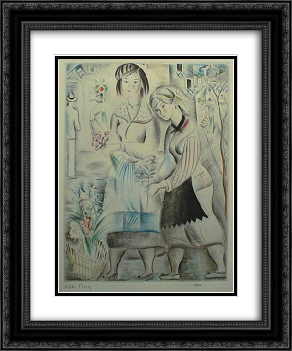Panier de Fleur 20x24 Black Ornate Wood Framed Art Print Poster with Double Matting by Possoz, Mily