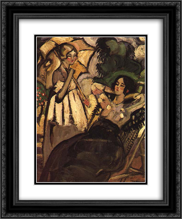Senhoras num Jardim 20x24 Black Ornate Wood Framed Art Print Poster with Double Matting by Possoz, Mily