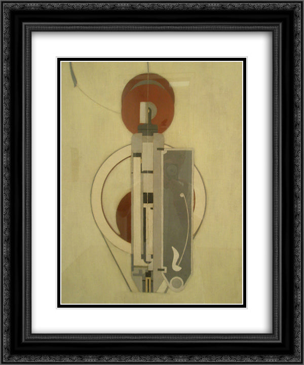 Painting VIII (Mechanical Abstraction) 20x24 Black Ornate Wood Framed Art Print Poster with Double Matting by Shamberg, Morton