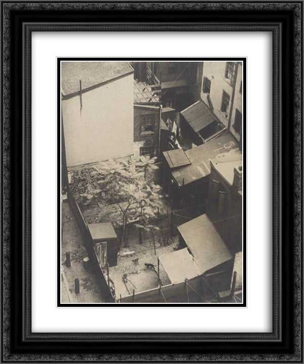 Rooftops 20x24 Black Ornate Wood Framed Art Print Poster with Double Matting by Shamberg, Morton