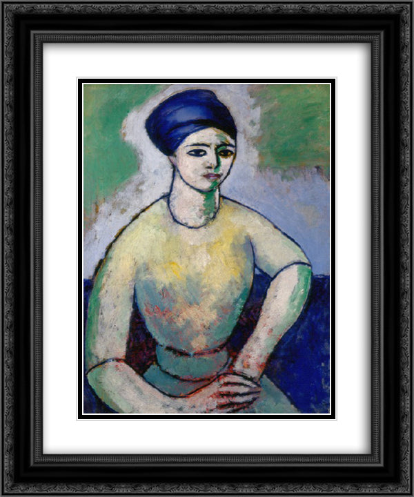 Study of a Girl (Fanette Reider) 20x24 Black Ornate Wood Framed Art Print Poster with Double Matting by Shamberg, Morton