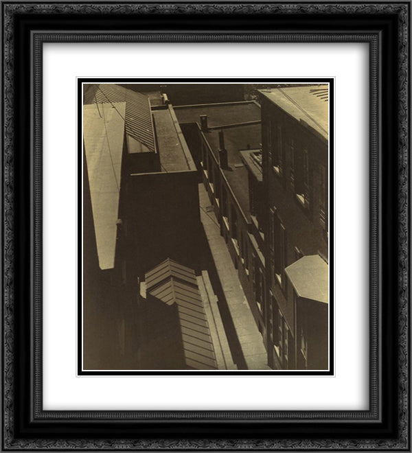 View of Rooftops 20x22 Black Ornate Wood Framed Art Print Poster with Double Matting by Shamberg, Morton