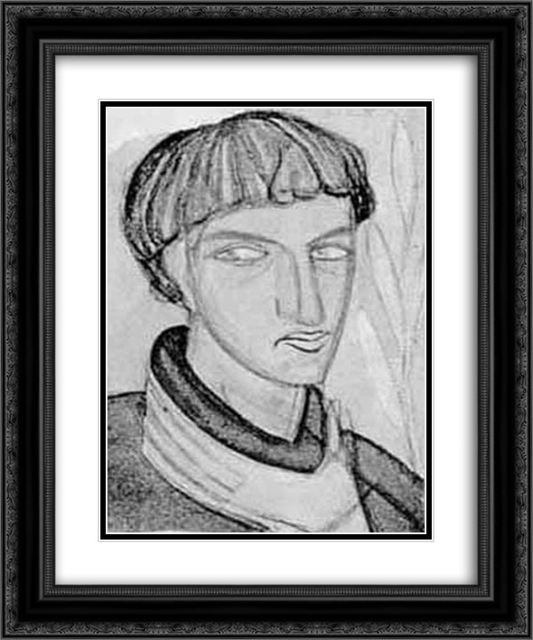 Portrait of Sedliar 20x24 Black Ornate Wood Framed Art Print Poster with Double Matting by Boichuk, Mykhailo