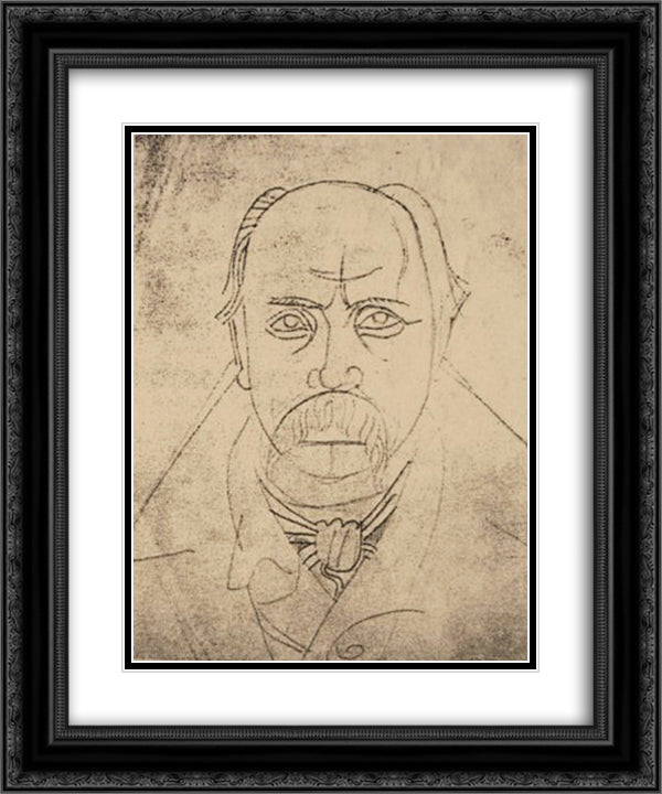 Portrait of Taras Shevchenko 20x24 Black Ornate Wood Framed Art Print Poster with Double Matting by Boichuk, Mykhailo