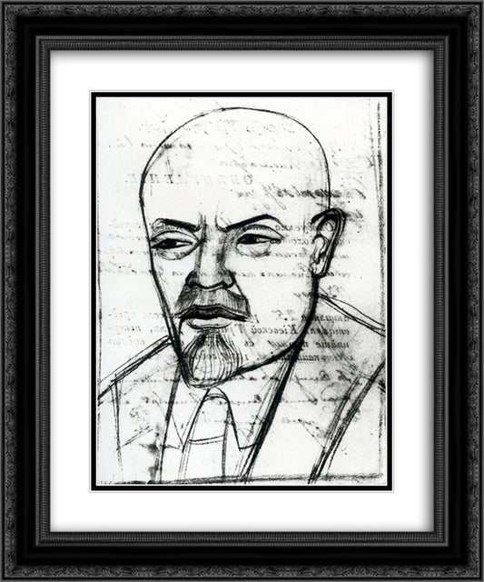 Portrait of Vladimir Lenin 20x24 Black Ornate Wood Framed Art Print Poster with Double Matting by Boichuk, Mykhailo