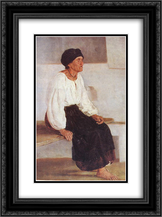 Blind Old Woman 18x24 Black Ornate Wood Framed Art Print Poster with Double Matting by Pymonenko, Mykola