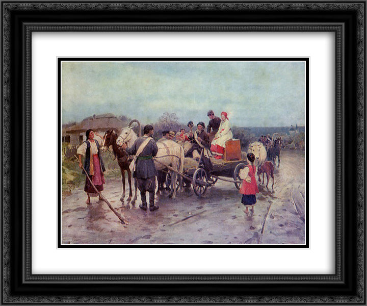 Buying out the Bride 24x20 Black Ornate Wood Framed Art Print Poster with Double Matting by Pymonenko, Mykola