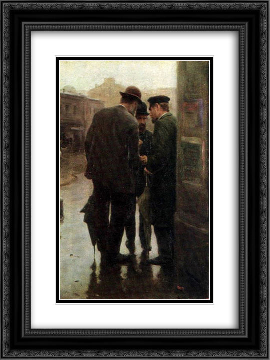 Conversation 18x24 Black Ornate Wood Framed Art Print Poster with Double Matting by Pymonenko, Mykola