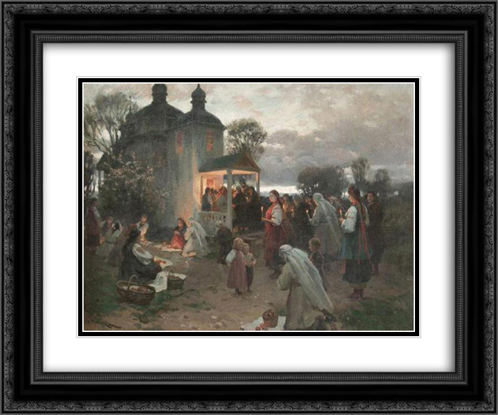 Easter vigil 24x20 Black Ornate Wood Framed Art Print Poster with Double Matting by Pymonenko, Mykola