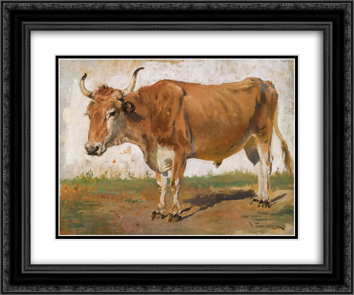 Ox 24x20 Black Ornate Wood Framed Art Print Poster with Double Matting by Pymonenko, Mykola
