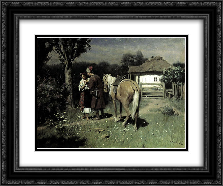 Ukrainian Night 24x20 Black Ornate Wood Framed Art Print Poster with Double Matting by Pymonenko, Mykola