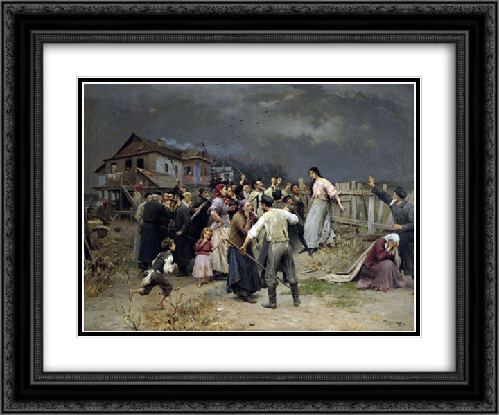 Victime of fanatisme 24x20 Black Ornate Wood Framed Art Print Poster with Double Matting by Pymonenko, Mykola