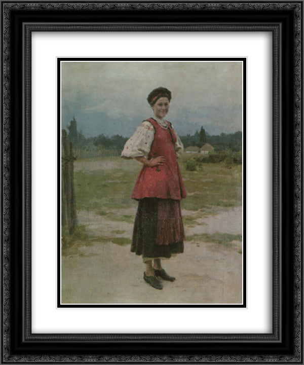 Young Woman 20x24 Black Ornate Wood Framed Art Print Poster with Double Matting by Pymonenko, Mykola
