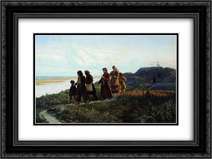 Blind 24x18 Black Ornate Wood Framed Art Print Poster with Double Matting by Yaroshenko, Mykola