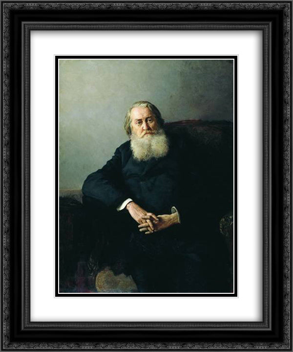 Portrait of A. N. Plescheev 20x24 Black Ornate Wood Framed Art Print Poster with Double Matting by Yaroshenko, Mykola
