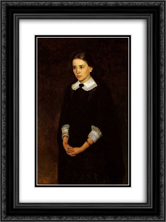Portrait of P.Strepetova 18x24 Black Ornate Wood Framed Art Print Poster with Double Matting by Yaroshenko, Mykola