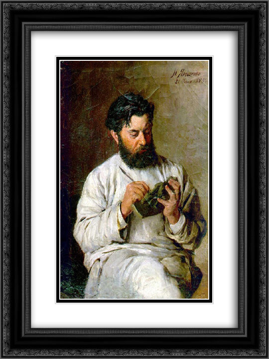 Portrait of the sculptor L.V. Posen 18x24 Black Ornate Wood Framed Art Print Poster with Double Matting by Yaroshenko, Mykola