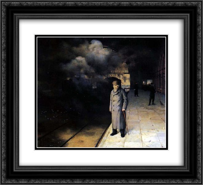 Seeing-off 22x20 Black Ornate Wood Framed Art Print Poster with Double Matting by Yaroshenko, Mykola