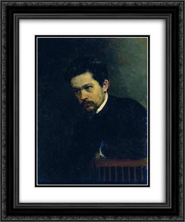 Self-portrait 20x24 Black Ornate Wood Framed Art Print Poster with Double Matting by Yaroshenko, Mykola