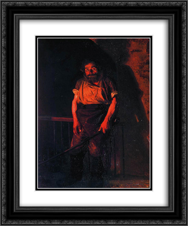 The Stoker 20x24 Black Ornate Wood Framed Art Print Poster with Double Matting by Yaroshenko, Mykola