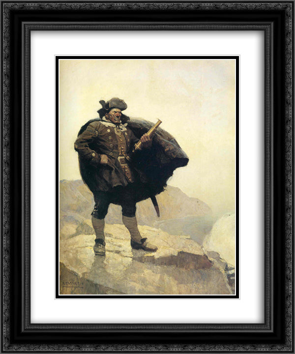 Billy Bones 20x24 Black Ornate Wood Framed Art Print Poster with Double Matting by Wyeth, N.C.