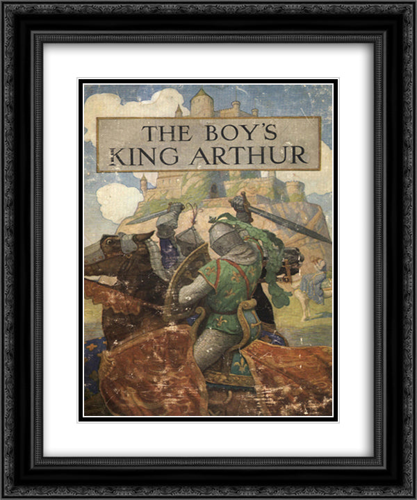 Cover of The Boy's King Arthur 20x24 Black Ornate Wood Framed Art Print Poster with Double Matting by Wyeth, N.C.