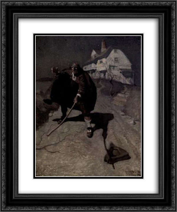 Old Pew 20x24 Black Ornate Wood Framed Art Print Poster with Double Matting by Wyeth, N.C.