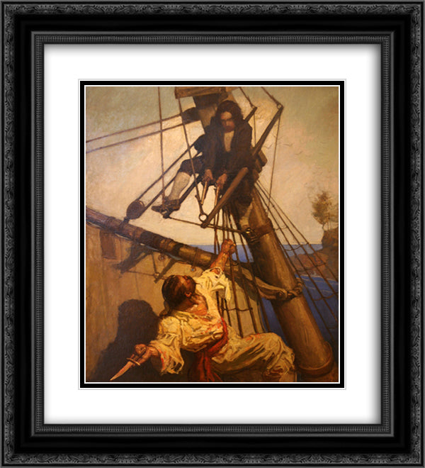 One more step, Mr. Hands, said I, and I'll blow your brains out 20x22 Black Ornate Wood Framed Art Print Poster with Double Matting by Wyeth, N.C.