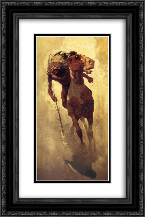 The Indian Lance 16x24 Black Ornate Wood Framed Art Print Poster with Double Matting by Wyeth, N.C.