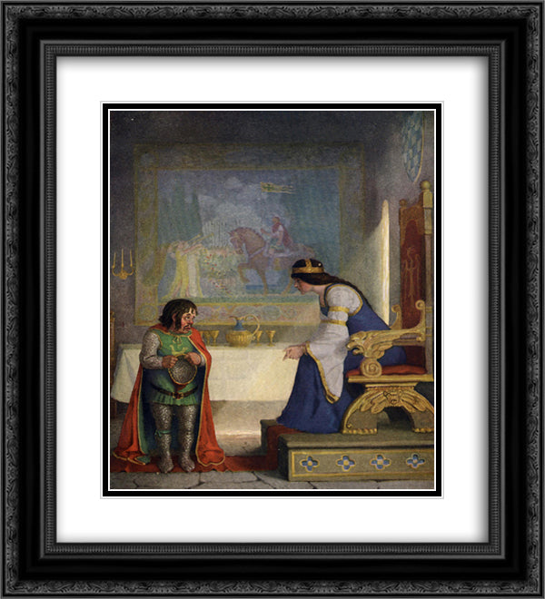 The lady Lyoness had the dwarf in examination 20x22 Black Ornate Wood Framed Art Print Poster with Double Matting by Wyeth, N.C.