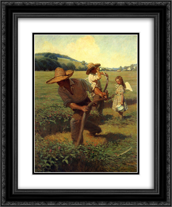 The Scythers 20x24 Black Ornate Wood Framed Art Print Poster with Double Matting by Wyeth, N.C.