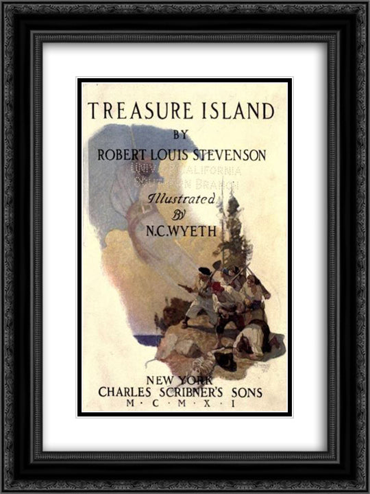 Treasure Island (Title 1) 18x24 Black Ornate Wood Framed Art Print Poster with Double Matting by Wyeth, N.C.