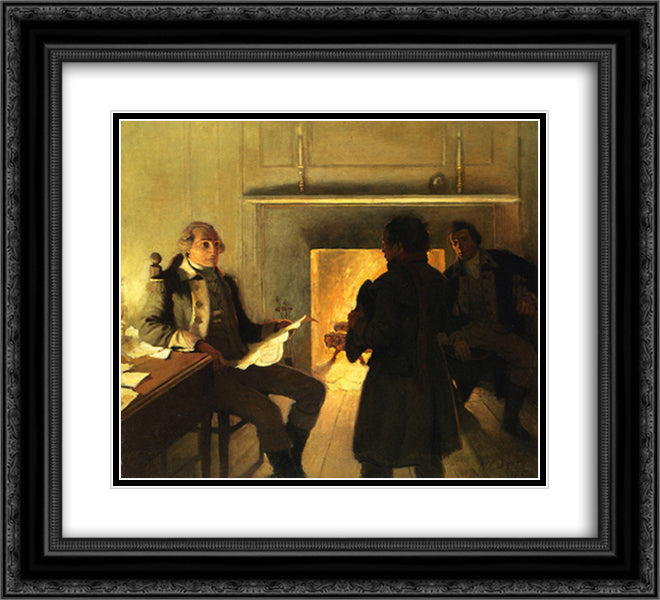 What is Your Name, My Boy 22x20 Black Ornate Wood Framed Art Print Poster with Double Matting by Wyeth, N.C.