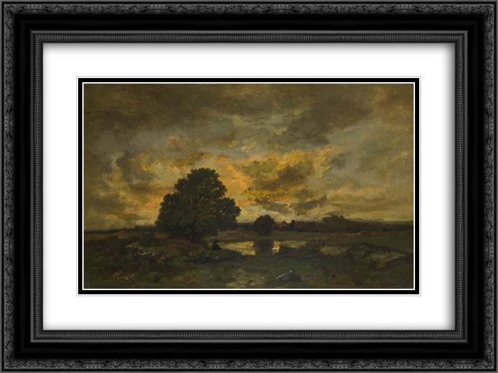 Common with Stormy Sunset 24x18 Black Ornate Wood Framed Art Print Poster with Double Matting by Diaz, Narcisse Virgilio