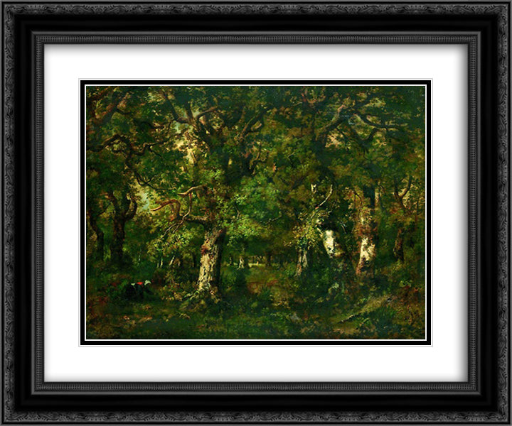 Fagoteuse dans la Foret 24x20 Black Ornate Wood Framed Art Print Poster with Double Matting by Diaz, Narcisse Virgilio