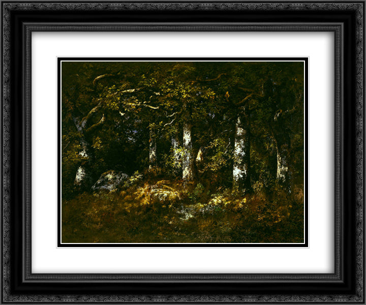 Forest of Fontainebleau 24x20 Black Ornate Wood Framed Art Print Poster with Double Matting by Diaz, Narcisse Virgilio