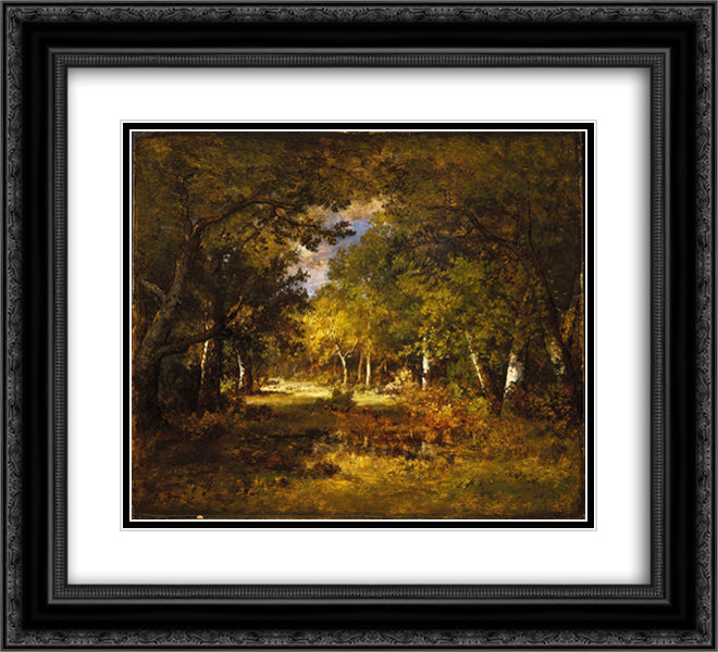 Forest Scene 22x20 Black Ornate Wood Framed Art Print Poster with Double Matting by Diaz, Narcisse Virgilio