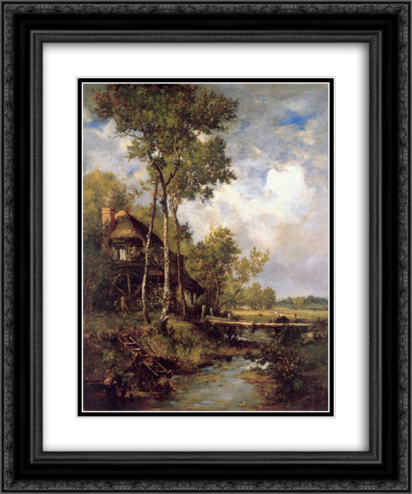 The Old Windmill near Barbizon 20x24 Black Ornate Wood Framed Art Print Poster with Double Matting by Diaz, Narcisse Virgilio